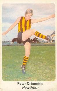 1971 Sunicrust VFL Footy Swap Cards #14 Peter Crimmins Front